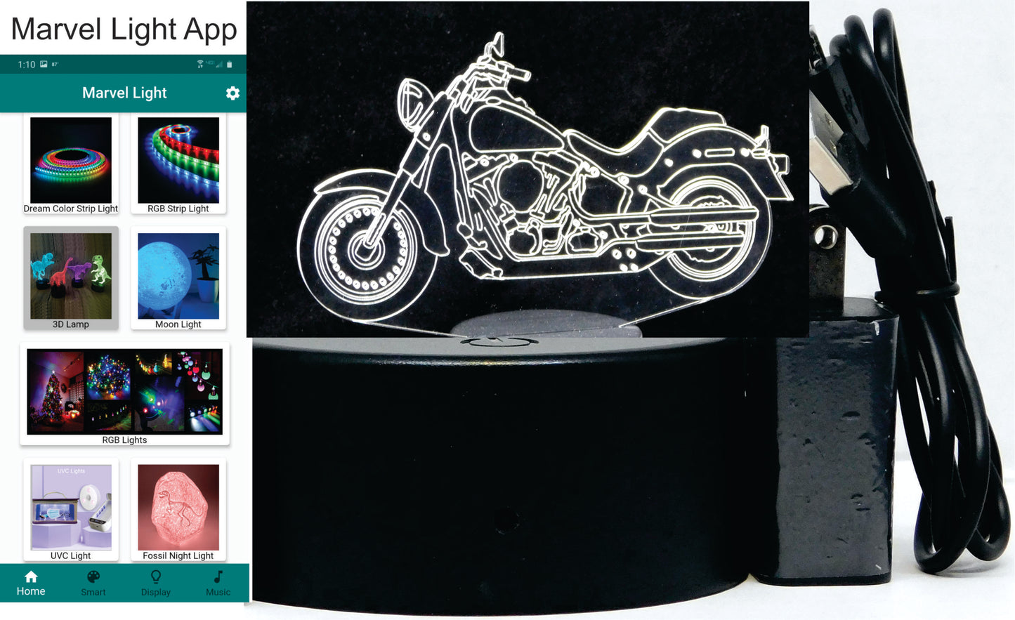 Harley-Davidson 3-D Optical Illusion Multicolored LED Lamp