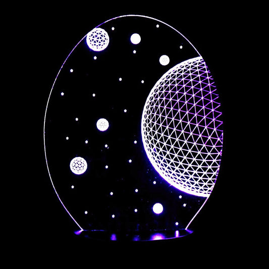 Space 3-D Optical Illusion Multicolored Lamp