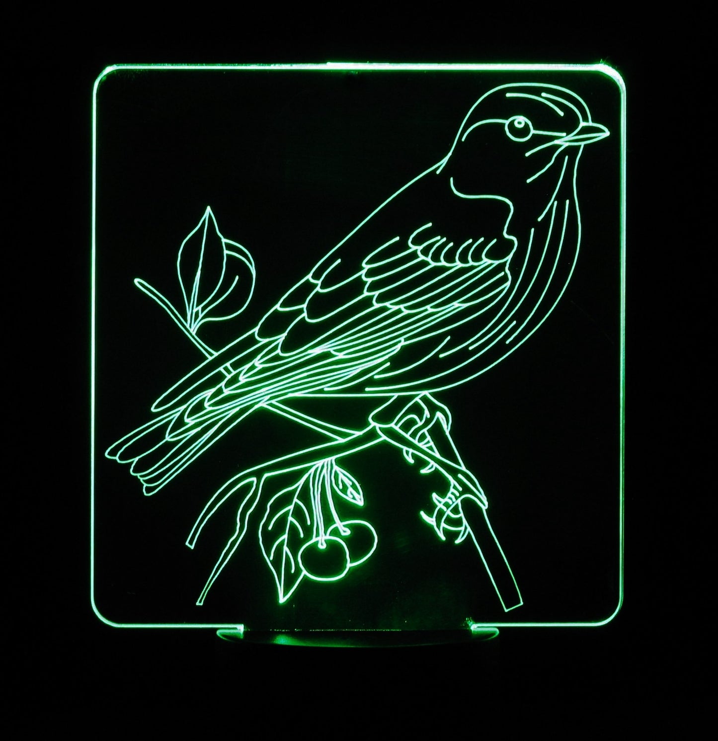 Sparrow on Branch 3-D Optical Illusion Multicolored Lamp