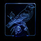 Sparrow on Branch 3-D Optical Illusion Multicolored Lamp