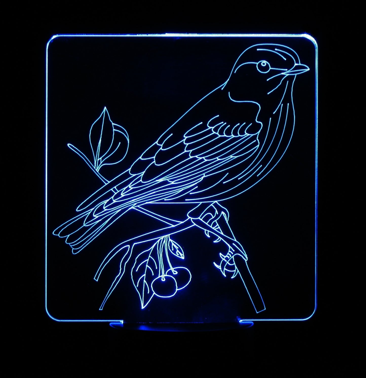 Sparrow on Branch 3-D Optical Illusion Multicolored Lamp