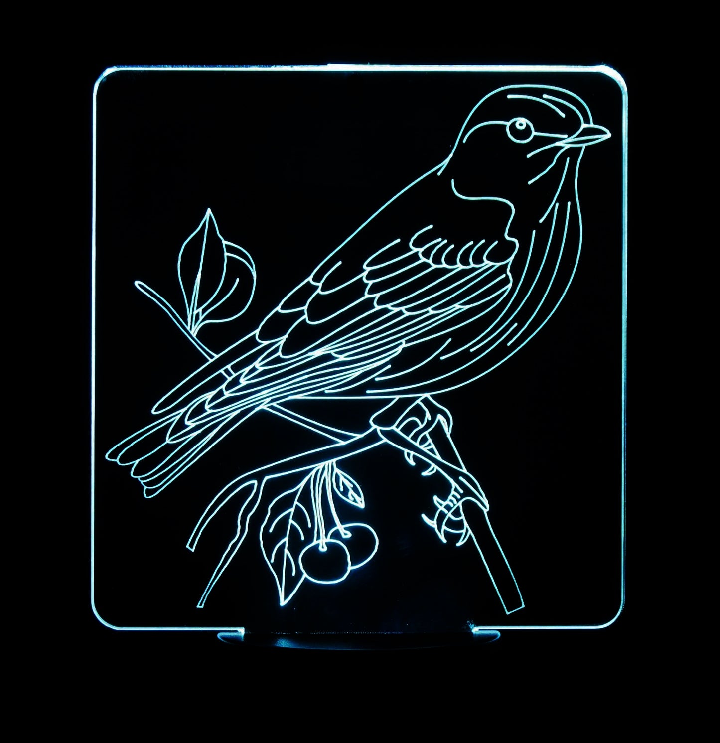 Sparrow on Branch 3-D Optical Illusion Multicolored Lamp