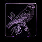 Sparrow on Branch 3-D Optical Illusion Multicolored Lamp
