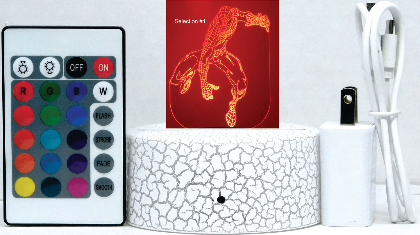 Spiderman Selection 3-D Optical Illusion Multicolored Lamp