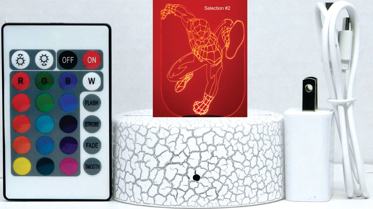 Spiderman Selection 3-D Optical Illusion Multicolored Lamp