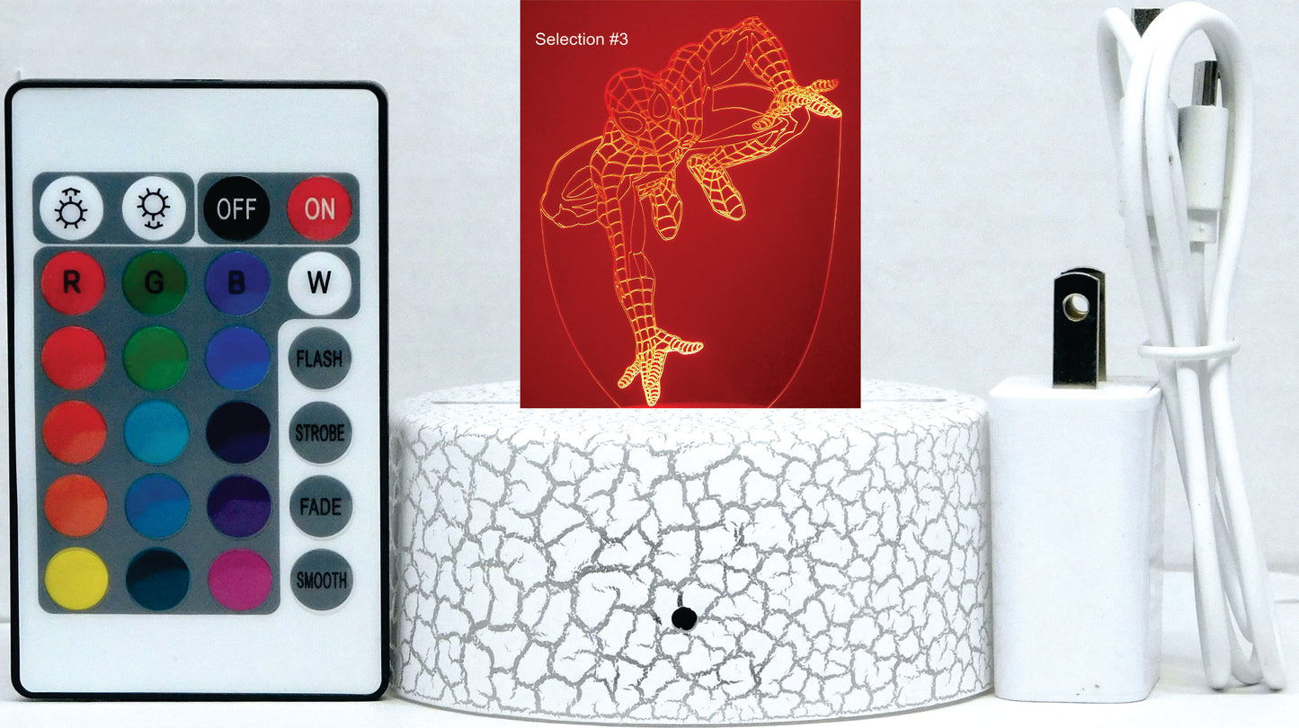 Spiderman Selection 3-D Optical Illusion Multicolored Lamp