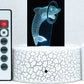 Dolphin with Ring or Ball 3-D Optical Illusion Multicolored Light
