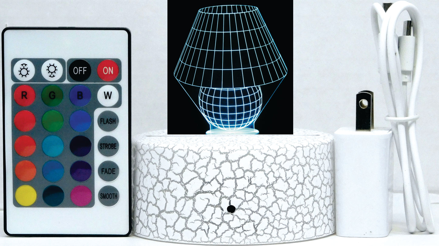 Table Lamp Artwork 3-D Optical Illusion Multicolored Lamp