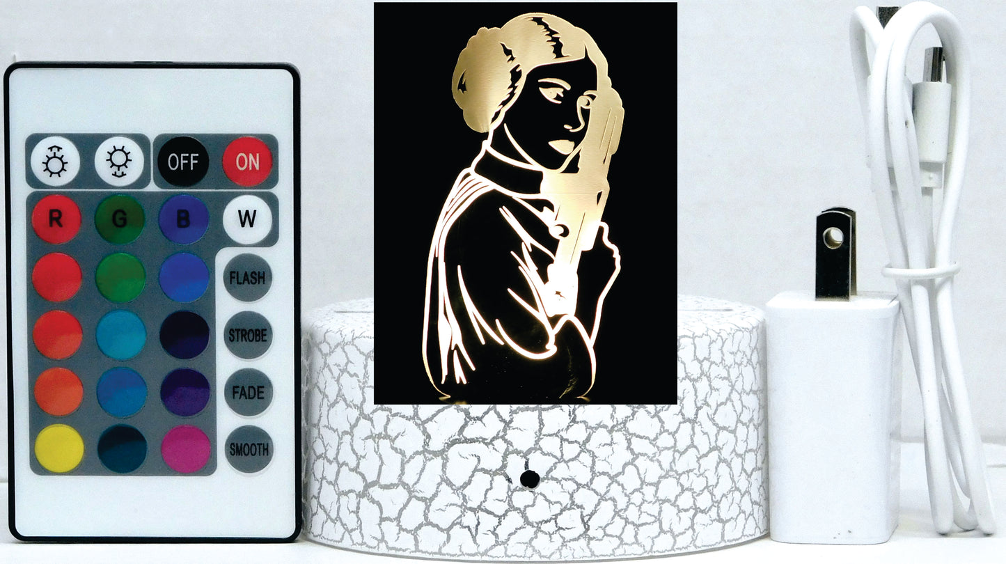 Princess Leia 3-D Optical Illusion LED Desk, Table, Night Lamp