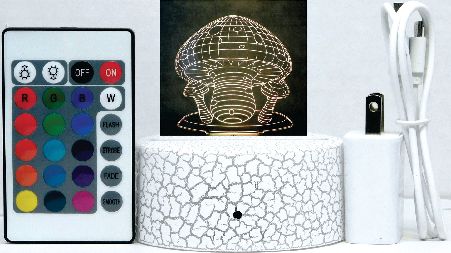 Mushroom 3-D Optical Illusion Multicolored Light
