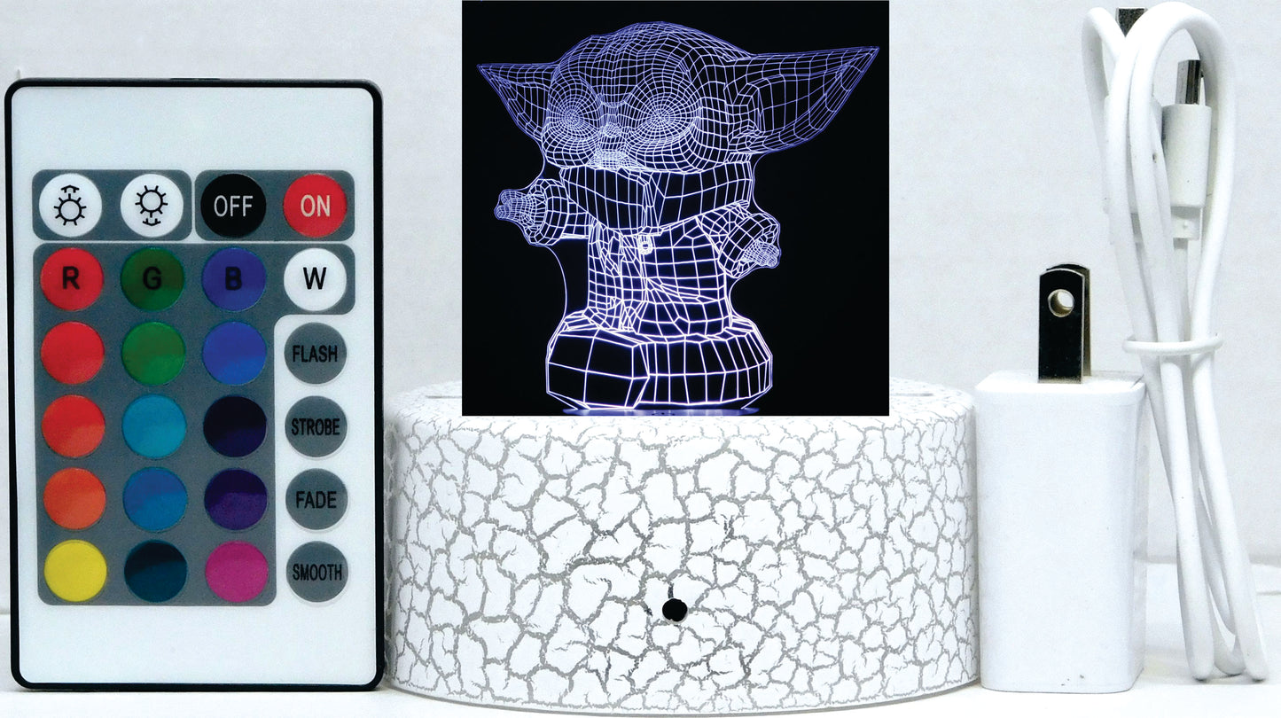 Baby Yoda Standing 3-D Optical Illusion LED Multicolor Lamp