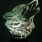 Wolf Howling 3-D Optical Illusion Multicolored Lamp