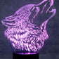 Wolf Howling 3-D Optical Illusion Multicolored Lamp