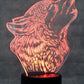 Wolf Howling 3-D Optical Illusion Multicolored Lamp