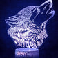 Wolf Howling 3-D Optical Illusion Multicolored Lamp