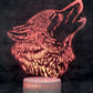 Wolf Howling 3-D Optical Illusion Multicolored Lamp