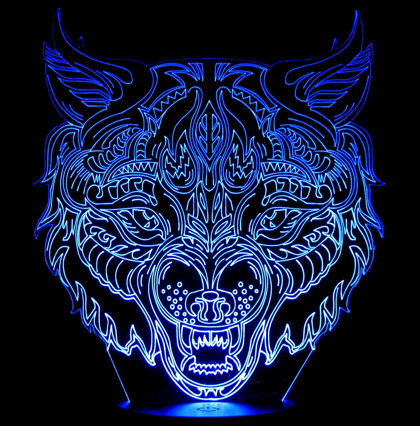 Wolf Angry Image 3-D Optical Illusion Multicolored Lamp
