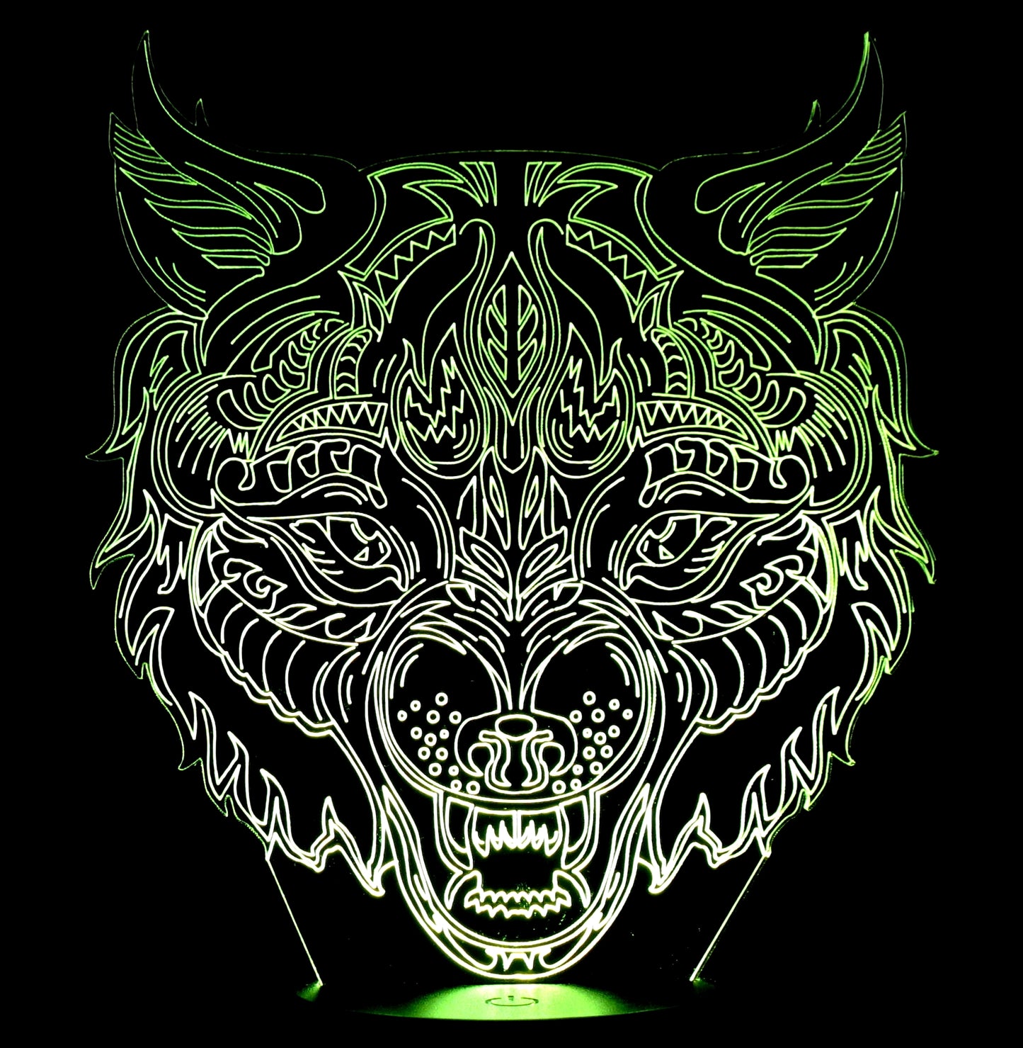 Wolf Angry Image 3-D Optical Illusion Multicolored Lamp