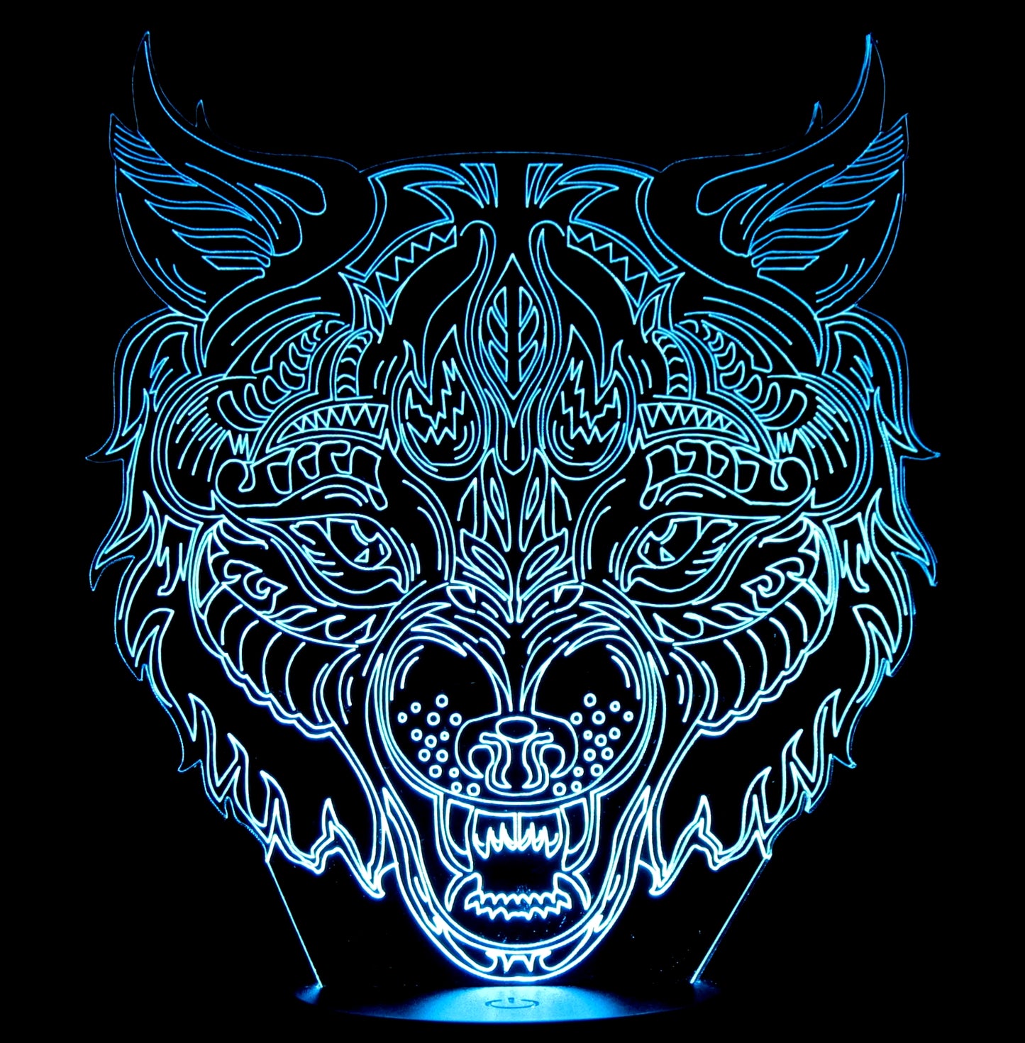 Wolf Angry Image 3-D Optical Illusion Multicolored Lamp