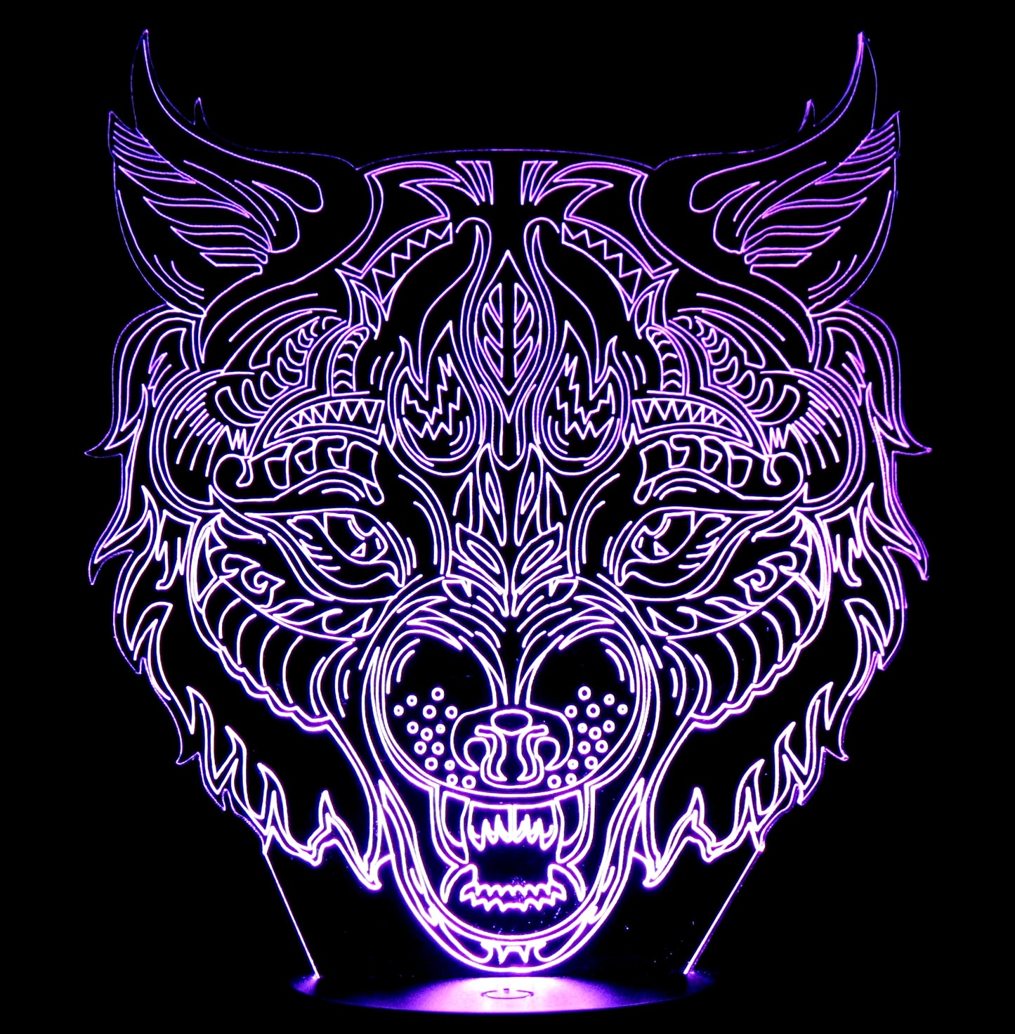 Wolf Angry Image 3-D Optical Illusion Multicolored Lamp