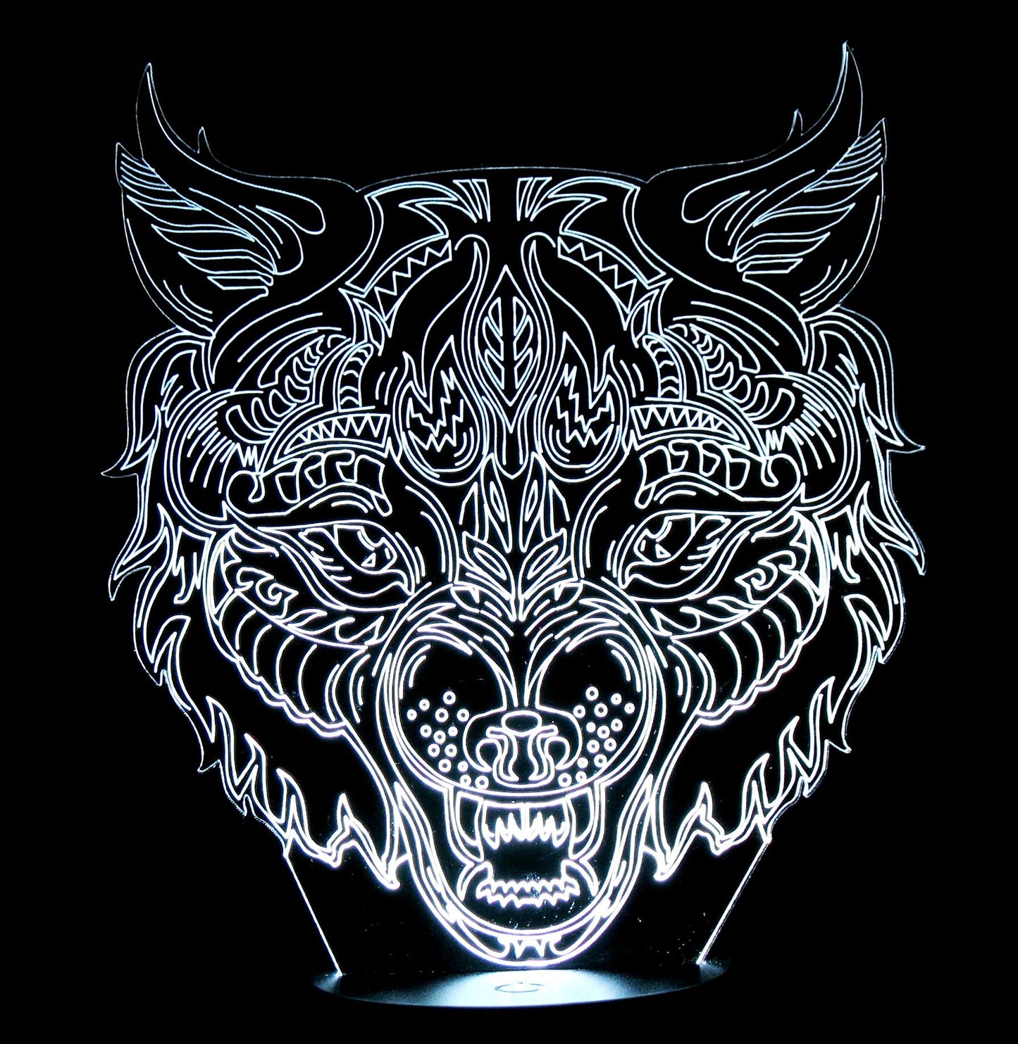 Wolf Angry Image 3-D Optical Illusion Multicolored Lamp